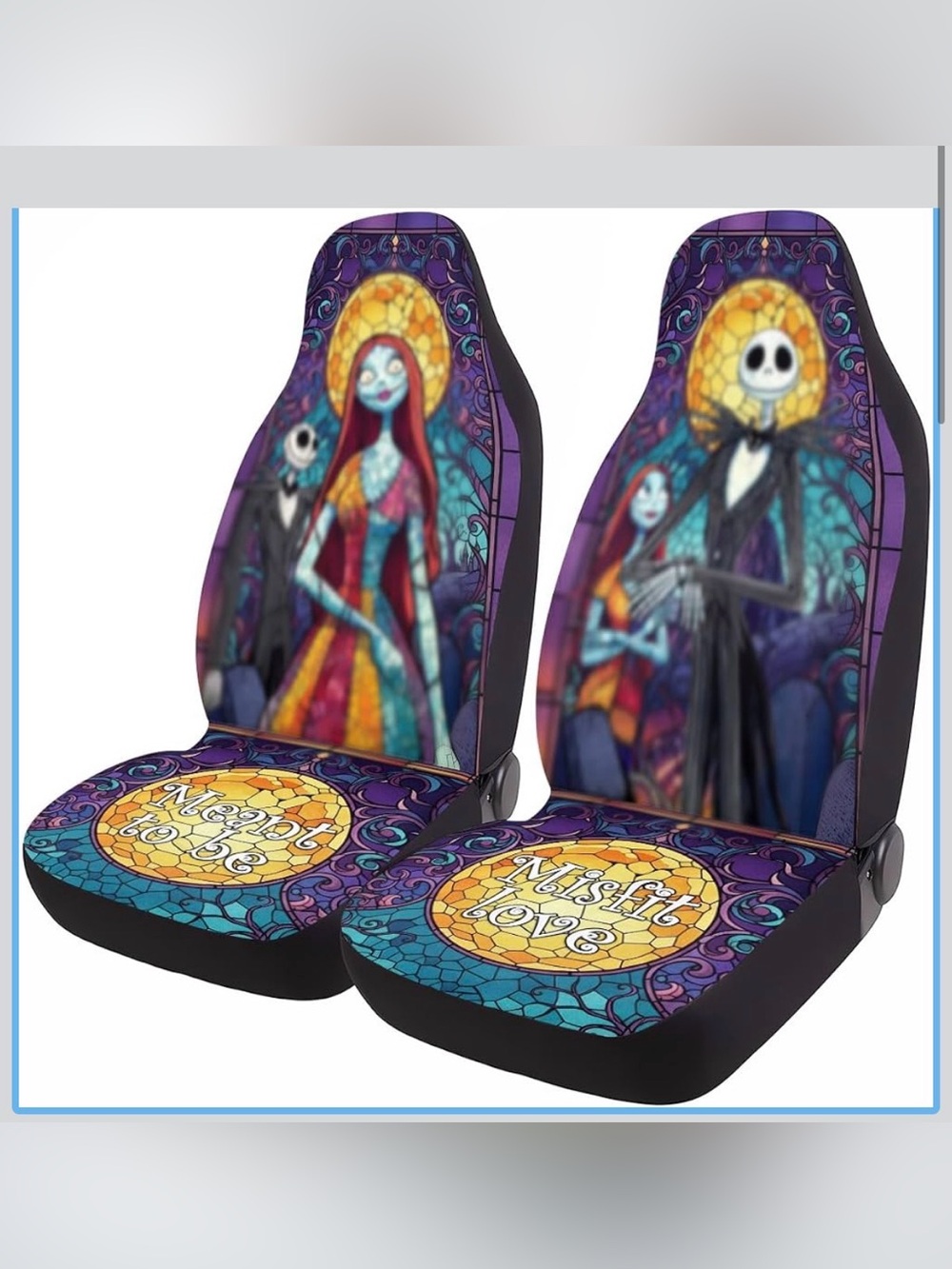 Themed Purple Gothic Couple Car Seat Covers - 'Misfit Love'
